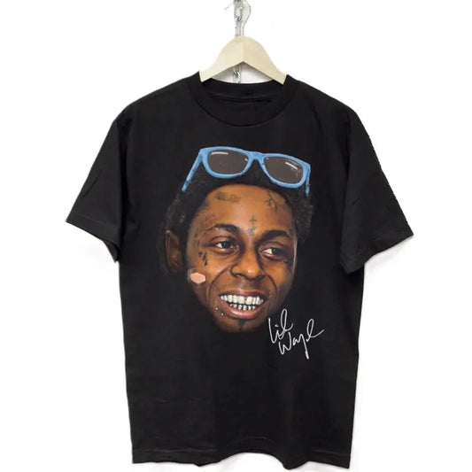 Black Graphic T-Shirt, Lilll Shirt, Bold Streetwear Style, Perfect for Hip-Hop Fans, Rapper Portrait Tee, Hip Hop Legend Print, Comfortable and Stylish Casual Wear, A Perfect Addition To Your Wardrobe, Menswear Womenswear Top