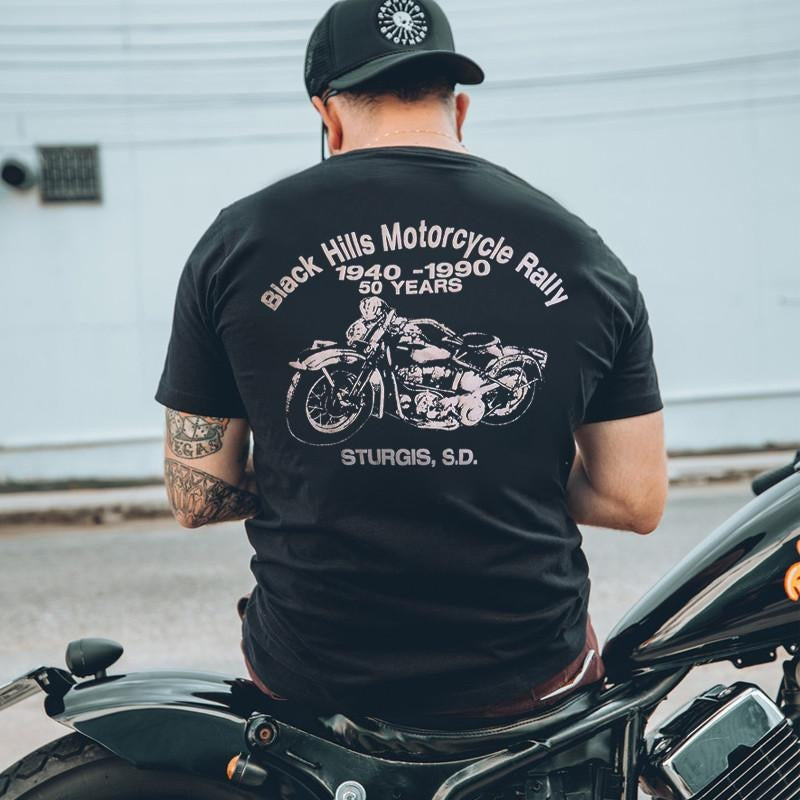Black Hills Motorcycle Rally Printed Fashion Men's T-shirt - Naughty Clothes Men Hoodie, Sweatshirt | PureTeeCo.com