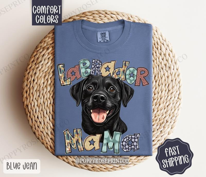 Black Labrador Mama Comfort Colors, Dog Mom Tee, Cute Black Lab Mama Women's Tshirt Hoodie, Sweatshirt | PureTeeCo.com