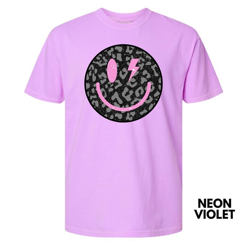 Black Leopard Happy Face Comfort Colors T-Shirt 'NLB' Hoodie, Sweatshirt | PureTeeCo.com