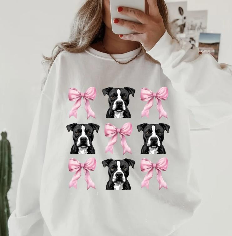 Black and white Pitbull  CREWNECK SWEATSHIRT Womenswear Casual Comfortable T-Shirts, Hoodie | PureTeeCo.com