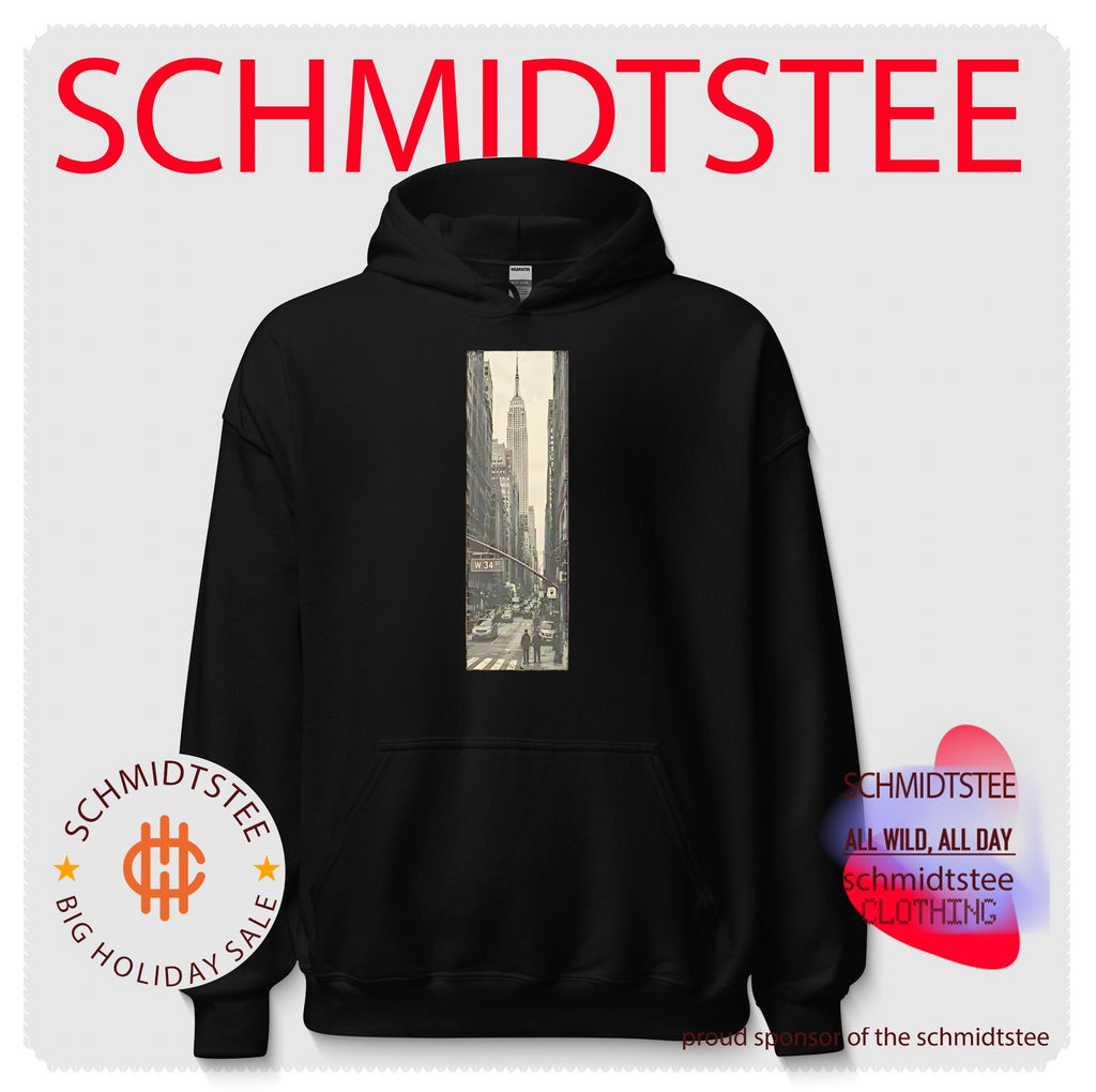 Black and white canvas photo showcase of Empire State Building in Midtown Manhattan poster shirt