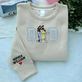Blue Dog Embroidered Sweatshirt, Custom Embroidered Father's Day, Blue Dog Family Embroidered Shirt, Embroidered Dad Blue...