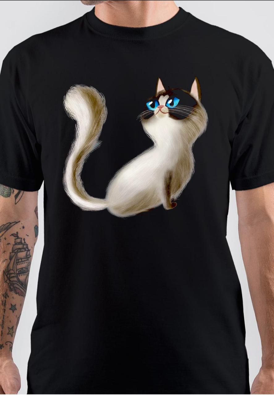 Blue Eye Cat Black T-Shirt Hoodie, Sweatshirt | PureTeeCo.com