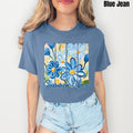 Blue Flower Summer Vibes Comfort Colors T-Shirt 'NLB' Hoodie, Sweatshirt | PureTeeCo.com