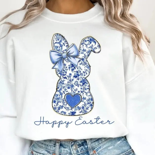 Blue Happy Easter DTF Transfers - THIS IS NOT A SHIRT Hoodie, Sweatshirt | PureTeeCo.com