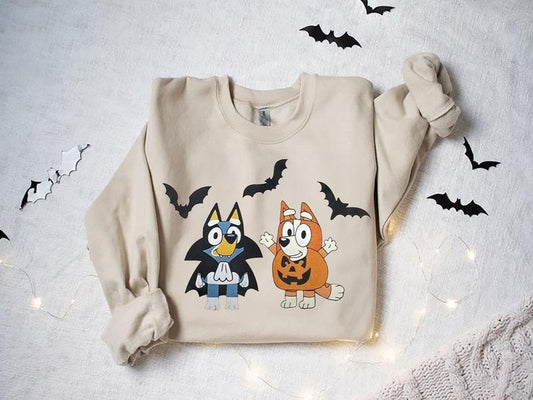 Bluey And Bingo, Halloween Shirt, Spooky Season Sweatshirt, Bluey Shirt, Halloween Sweatshirt, Trick or Treat, Halloween Gift For Herstyle{n002}2
