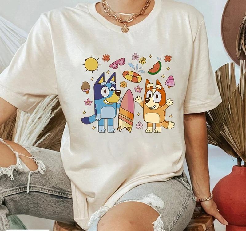 Bluey Bingo Summer T-Shirt Bluey Birthday T-Shirt Bluey Family T-Shirt Funny Bluey Birthday T-Shirt Comfort Top Hoodie,...