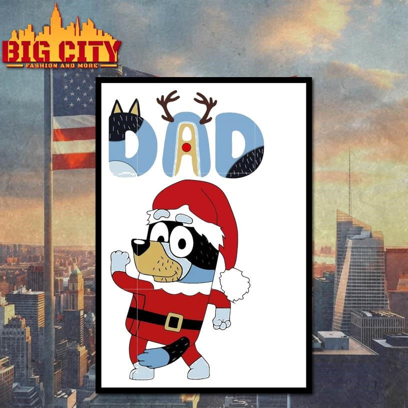 Bluey dad cosplay santa claus shirt