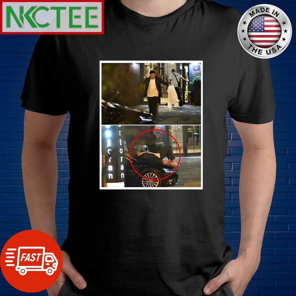 Bogdan Bogdanović lies on the hood of a car shirt