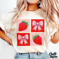 Boho Coquette Strawberry Preppy Summer Pink Bow Retro Trendy Summer T-Shirt Hoodie, Sweatshirt | PureTeeCo.com