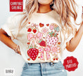 Boho Strawberry Comfort Colors Tshirt, Coquette Floral Women's Shirt, Trendy Fruit Tee, Gift for Her Hoodie, Sweatshirt