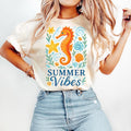 Boho Summer Seahorse Coastal Seashell Floral Watercolor Beach Coquette Pearl Bow T-Shirt Hoodie, Sweatshirt | PureTeeCo.com