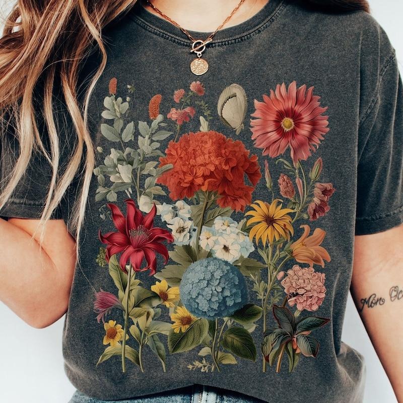 Boho Wildflowers Cottagecore Shirt, Gift For Her Whimsigoth, Plant Shirts, Floral Shirt, Gift For Women Hoodie, Sweatshirt
