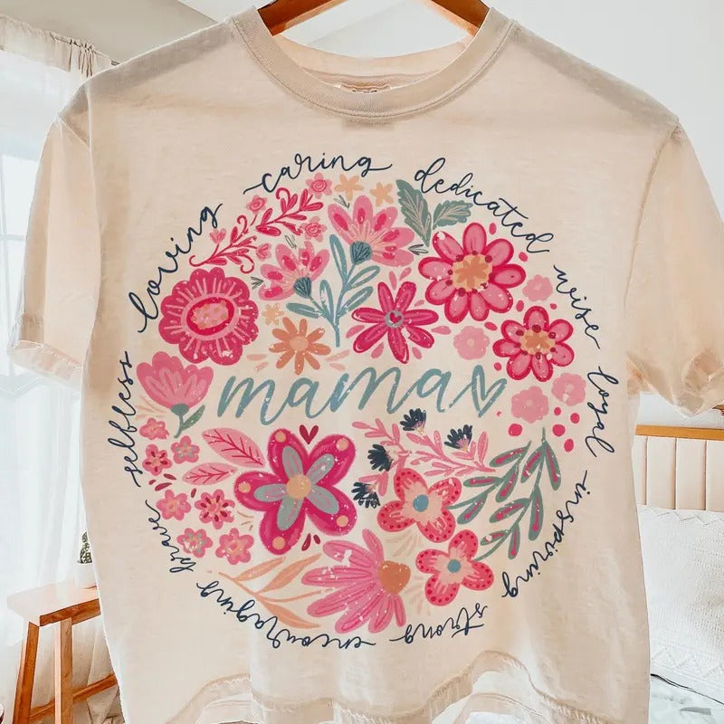 Boho floral mama shirt, mom adjectives, she is mom, mama, abstract floral,mothers day, mom shirt Hoodie, Sweatshirt