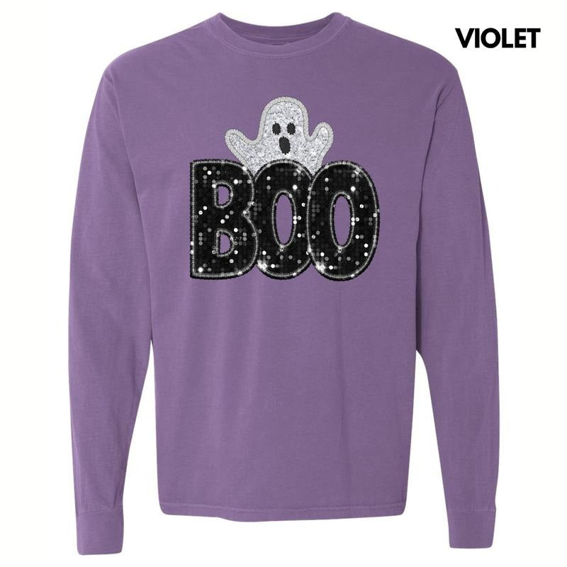 Boo & Ghost FAKE Glitter Long Sleeve Comfort Colors T-Shirt 'NLB' Hoodie, Sweatshirt | PureTeeCo.com
