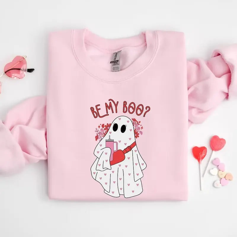 Boo Jee Valentines Day Sweatshirt, Be My Boo Sweatshirt, Ghost Sweater, Valentines Day Hoodie, XOXO Sweatshirt, Women...
