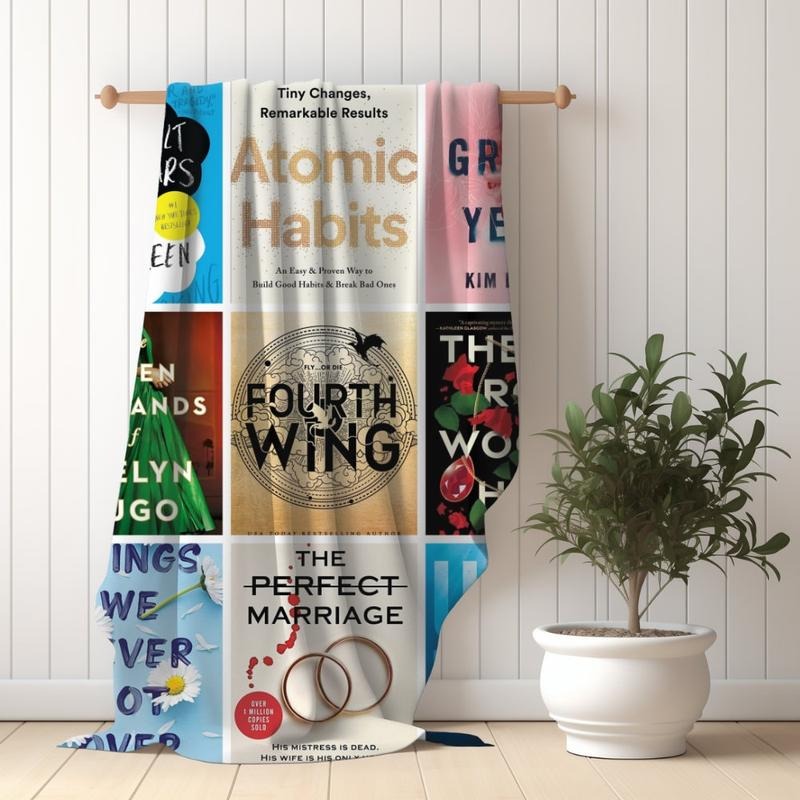 Book Lover Blanket, Custom Book Cover Photo Grid Velveteen Blanket, Readers Personalized Blanket Gift, Mother's Day Gift,...