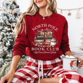 Bookish Christmas Sweatshirt, North Pole Book Club Shirt, Santa Sweatshirt for Book Lover, Christmas Retro Book Worm,...