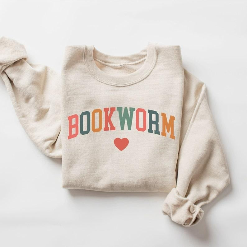 Bookworm Sweatshirt, Cute Teacher Books Lover Sweatshirt, ESL Teacher Sweatshirt, Teacher Reading Sweatshirt, Group...