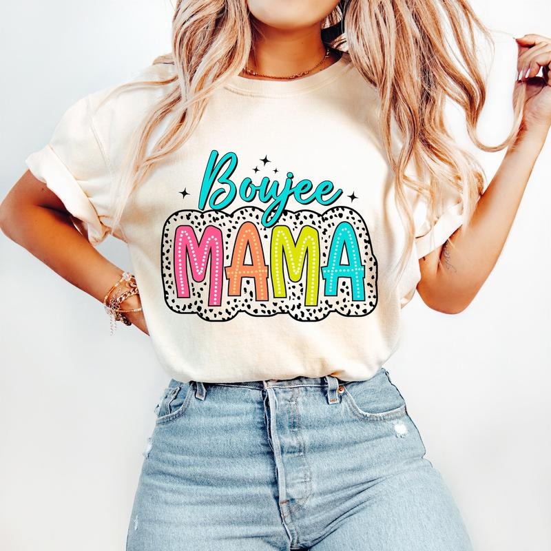 Boujee Mama T-Shirt, Dalmatian Dots T-Shirt, Bright Doodle, Trendy Mom T-Shirt, Mama Shirt Hoodie, Sweatshirt | PureTeeCo.com