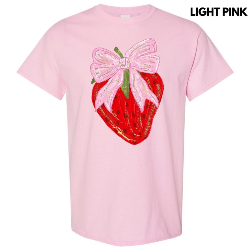 Bow Topped Strawberry Gildan Short Sleeve T-Shirt 'NLB' Hoodie, Sweatshirt | PureTeeCo.com