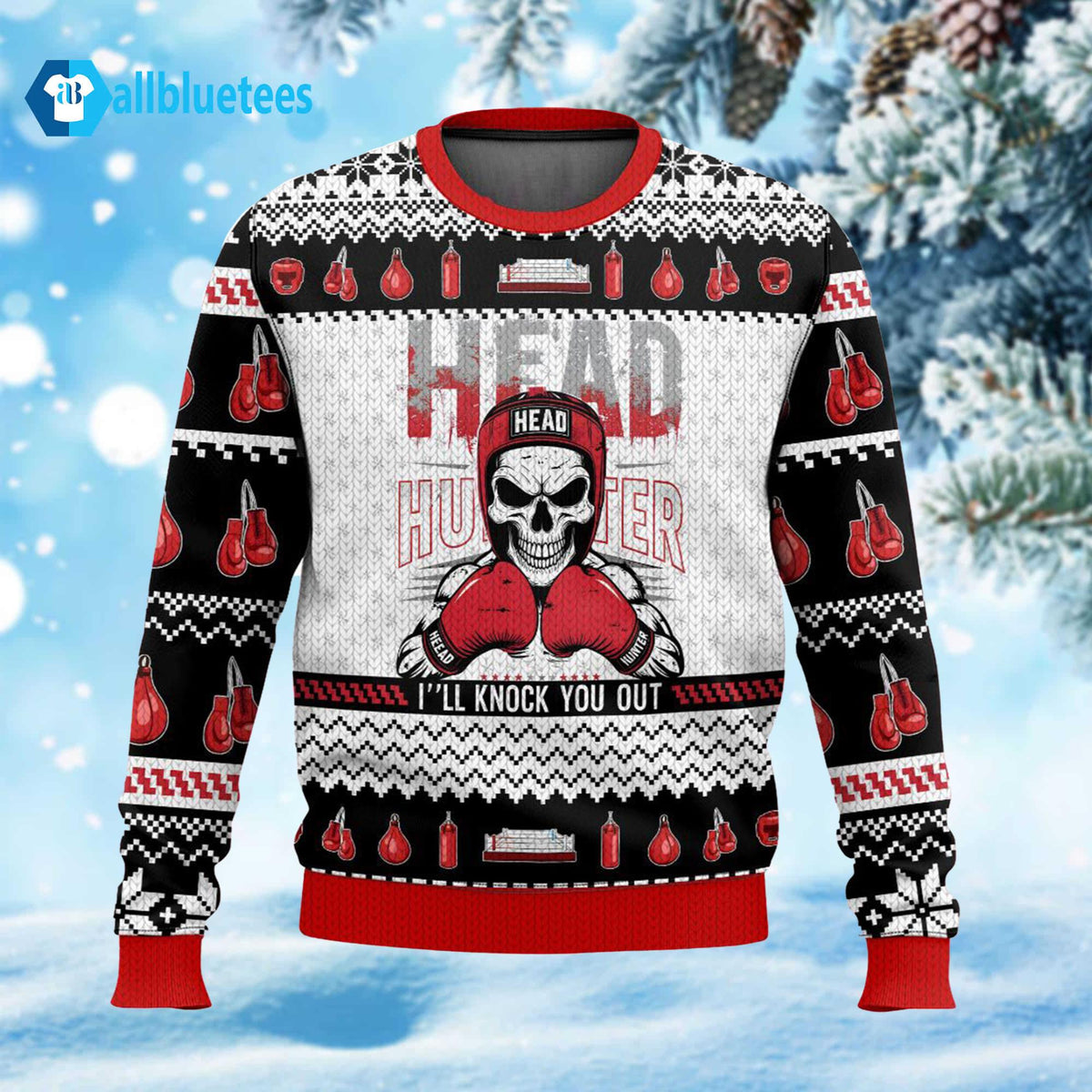 Boxing Head Hunter Christmas Ugly Sweater