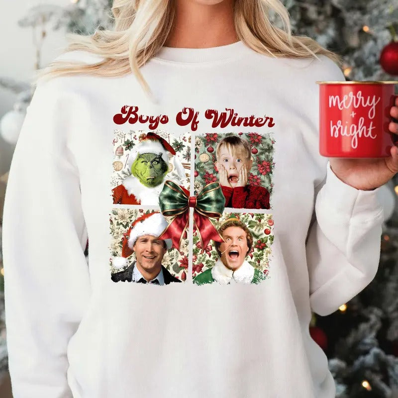 Boys of Winter Merry Christmas Funny Sweatshirt , Character Movie Sweatshirt, Sweatshirt for Women Holiday Movie, Women's...