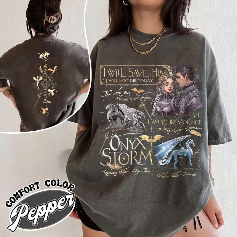 Brave the Dark Onyx Storm Shirt, Onyx Storm Shirt Bookish, Fourth Wing Shirt, Violet Sorrengail Shirt, Xaden Riorson...