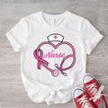 Breast Cancer Stethoscope Shirt, Nurse Breast Cancer Awareness Shirt, Matching Nurse Tee, Pink Ribbon Gift Tee, Cancer...