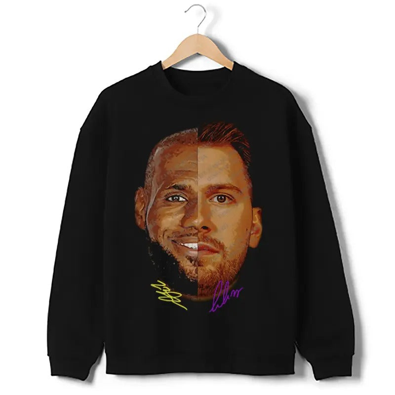 Bron And Luka Sweatshirt LA Basketball Custom Design Graphic Crewneck Sweater Sweatshirt T-Shirts, Hoodie | PureTeeCo.com