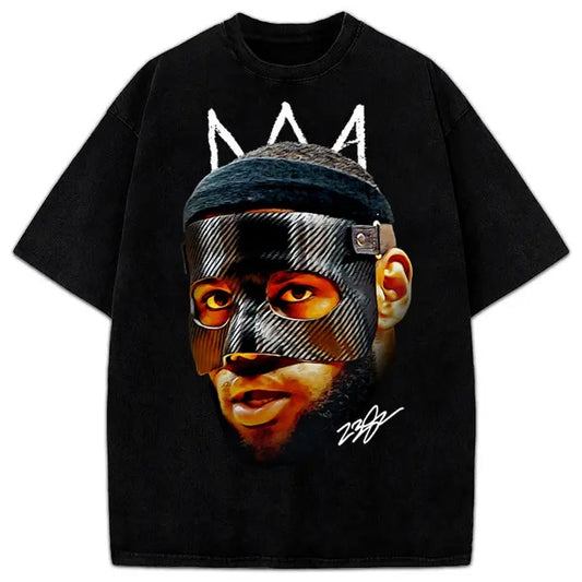 Bron James Mask Masked Bron Basketball Graphic Design King T-Shirt Crewneck Cotton