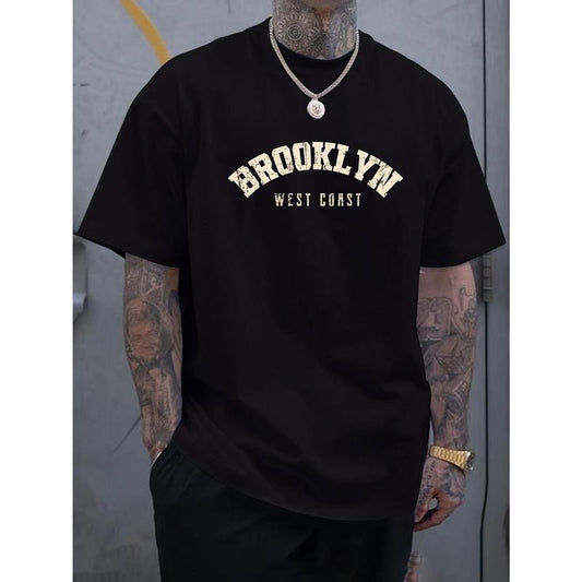 Brooklyn Comfy Tee - Soft Breathable Crew Neck Short Sleeve Fashion T-Shirt for Men - Perfect for Spring Summer Holiday Leisure Vacation, Casual Sports Top with Round Neckline, Comfortable Wear Made in USA