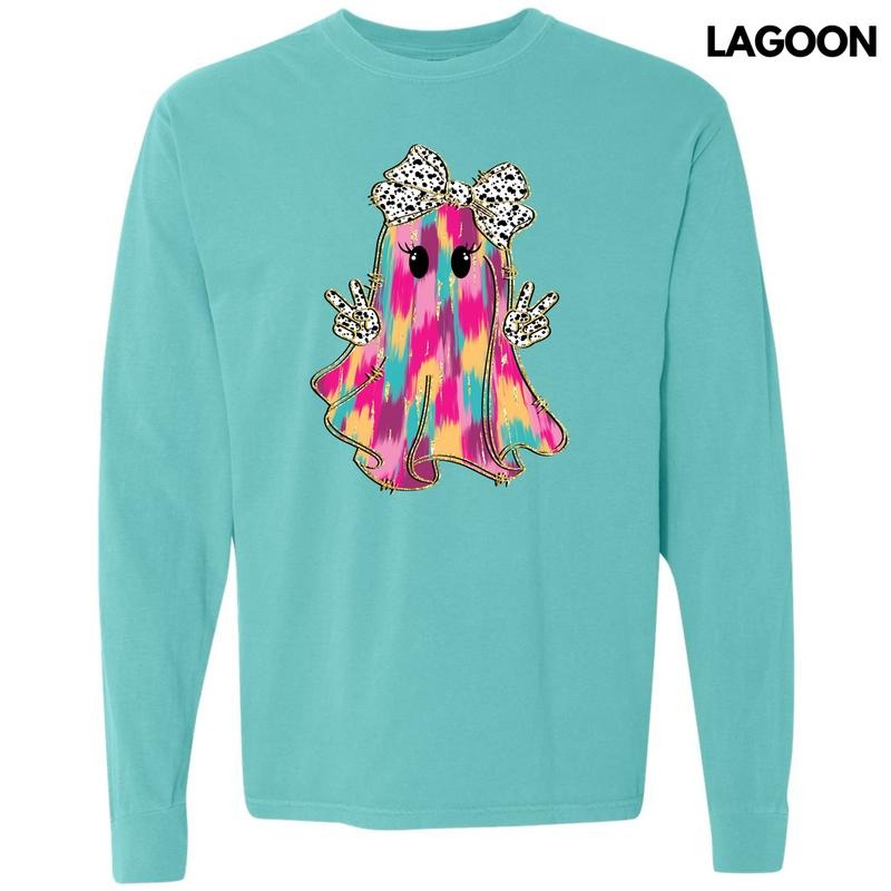 Brushstroke Ghostie Long Sleeve Comfort Colors T-Shirt 'NLB' Hoodie, Sweatshirt | PureTeeCo.com