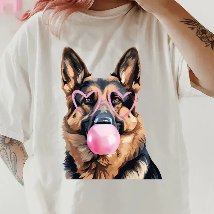Bubblegum German Shepherd Shirt ~ Unisex Apparel Relaxed Fit Printed In The USA Clothing Womenswear Casual Comfort Cotton...