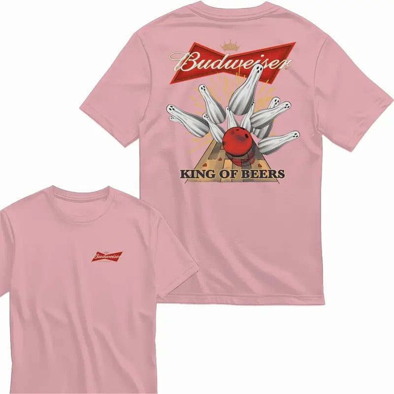 Budweiser Bowling Ghost Strike Beer Unisex T-shirt  Menswear Top Cotton 2 Side Tee Sweatshirt Hoodie | PureTeeCo.com