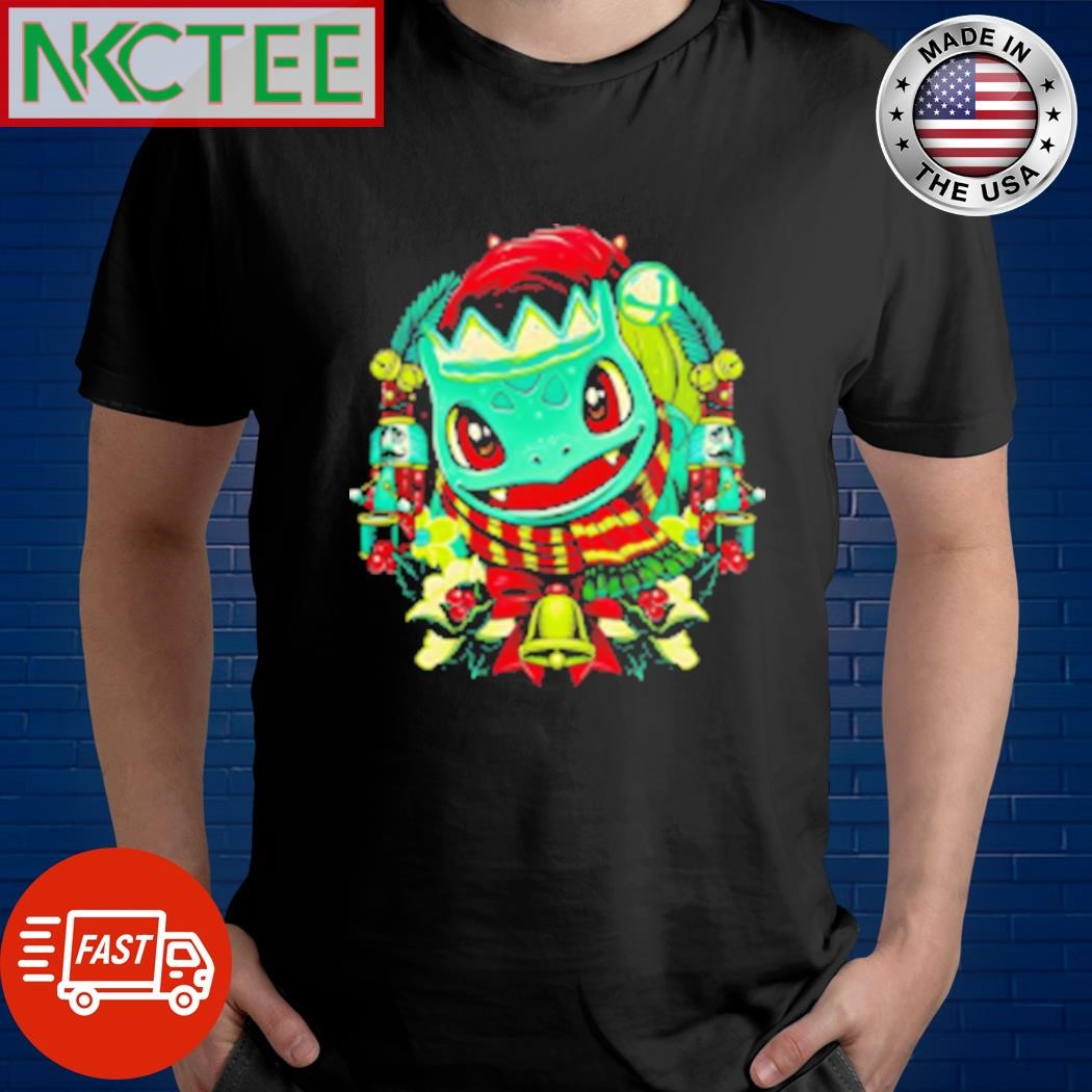 Bulbasaur Christmas Amphibian cartoon graphic T-Shirt