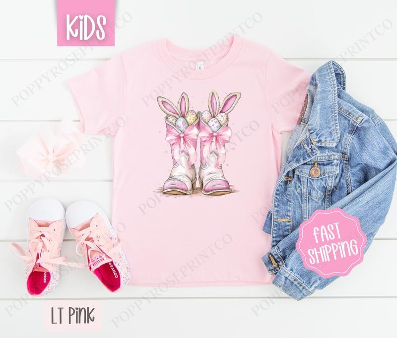 Bunny Boots Kids Shirt - Easter Children's Tshirt - Cute Youth Tee Gildan Hoodie, Sweatshirt | PureTeeCo.com