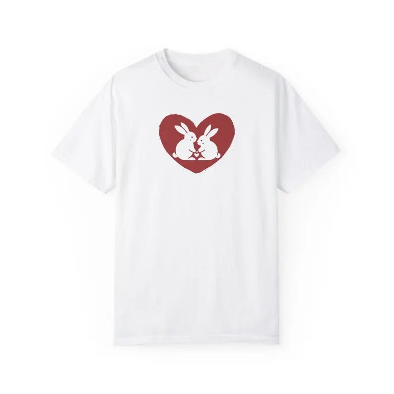 Bunny Graphic T-shirt For Women Bunny Love Shirt, Graphic Tees Aesthetic Shirt, Gift For Mom, Gift For Girlfriend Trendy...