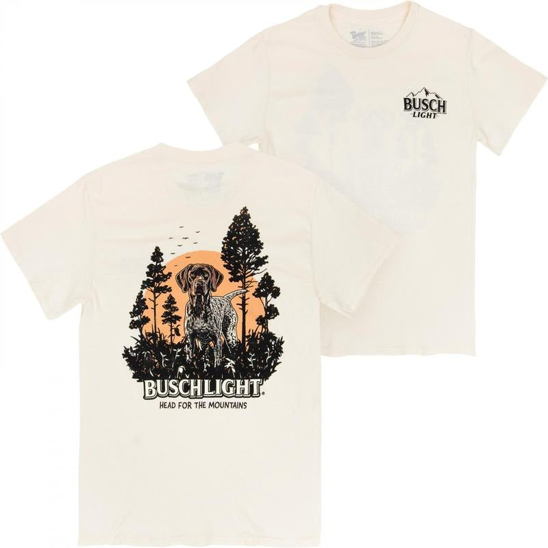 Busch Light Mountain Labrador White Front and Back Print T-Shirt Hoodie, Sweatshirt | PureTeeCo.com