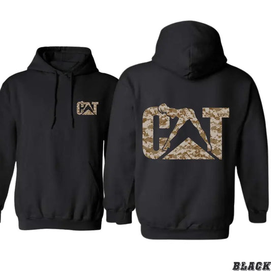 CAT Camo Hoodie - Bold Camouflage Design Featuring Construction Equipment Graphics, Unisex Hoodie for Comfort and Rugged Style - Sweatshirts, Menswearstyle{n002}2