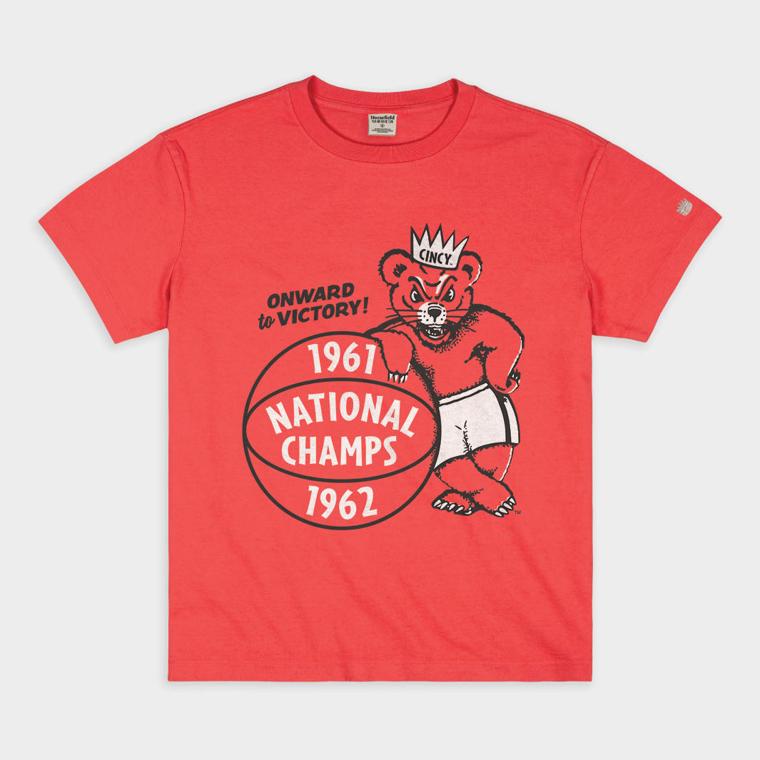 Cincinnati Basketball National Champs Vintage Heavyweight Tee Hoodie, Sweatshirt | PureTeeCo.com (Image 1)