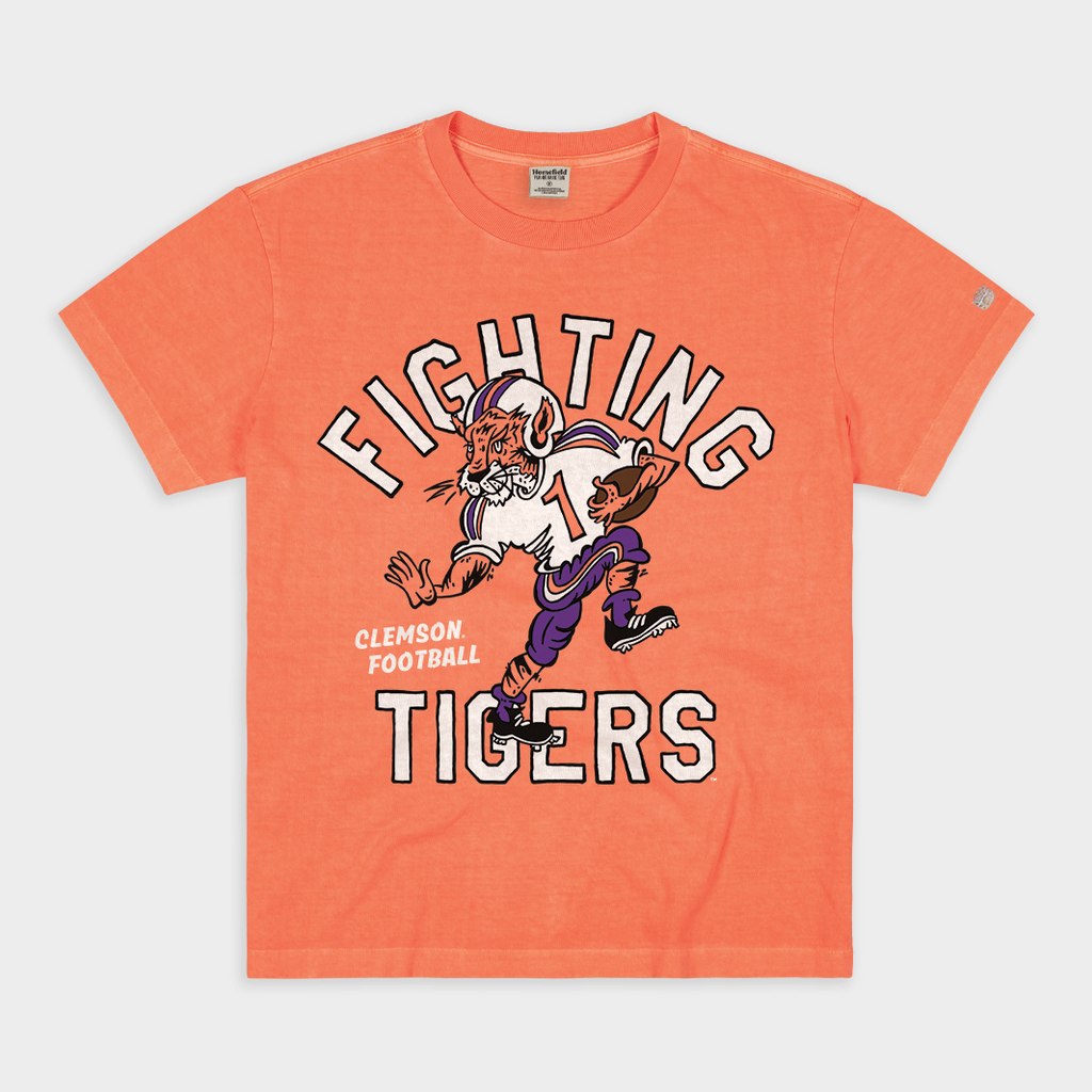 Clemson Fighting Tigers Football Vintage Heavyweight Tee Hoodie, Sweatshirt | PureTeeCo.com (Image 1)