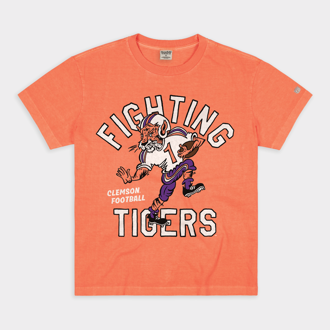 Clemson Fighting Tigers Football Vintage Heavyweight Tee Hoodie, Sweatshirt | PureTeeCo.com (Image 1)