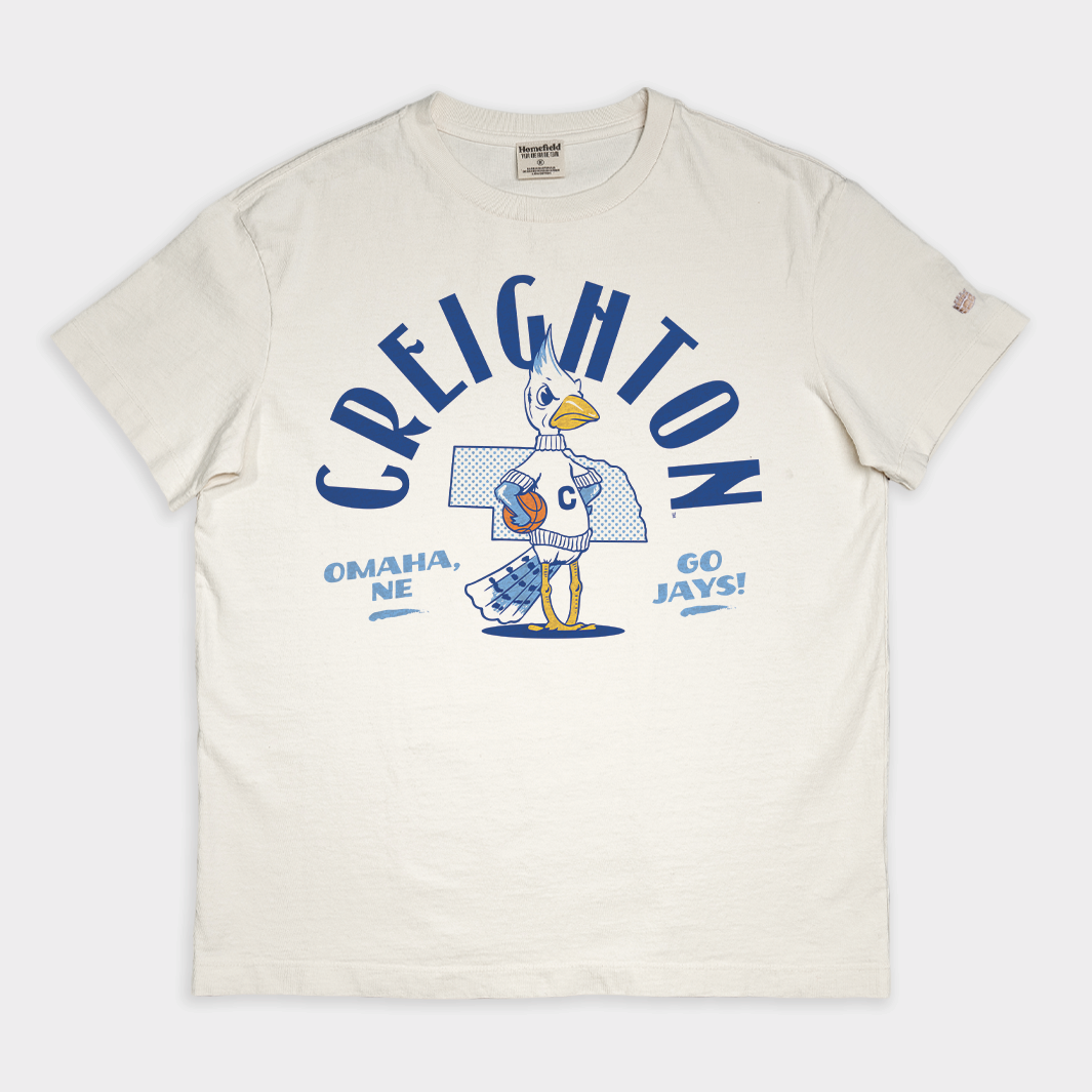 Retro Creighton Bluejays Basketball Vintage Heavyweight Tee Hoodie, Sweatshirt | PureTeeCo.com (Image 1)