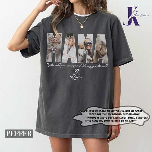 CUSTOM MAMA Photo Shirt, Customized Mother's Day Gift, Gift For Mama,Personalized Gift for MOM,Printable Mother Day Photo Shirt,Grandma Gift