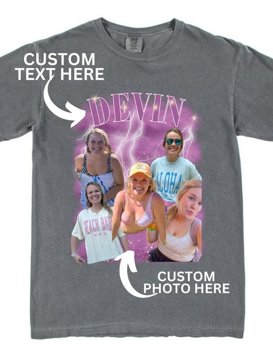 CUSTOM YOUR OWN BOOTLEG SHIRT, CUSTOM BOOTLEG SHIRT, CUSTOM RAP SHIRT, CUSTOM PHOTO SHIRT, GIFT FOR HIM, VINTAGE CUSTOM RAP SHIRT, VINTAGE 90'S OUTFIT, PERSONALIZED SHIRT, FUNNY PHOTO SHIRT, CUSTOM UNISEX SHIRT CASUAL COTTON T-SHIRT Fabric Menswear