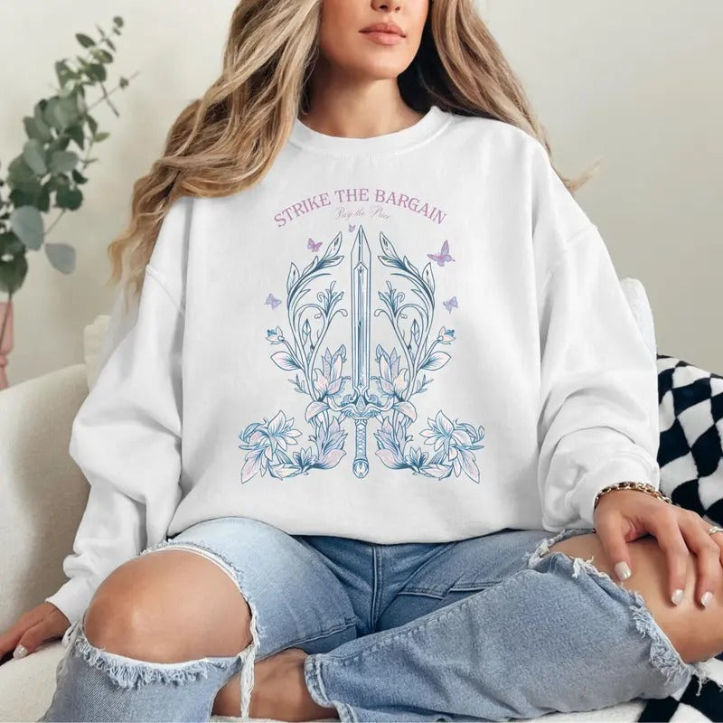Callie Hart Quicksilver Sweatshirt, Trendy Floral Sword Fantasy Hoodie for Fans, Bookish Apparel Casual Wear, Unique...
