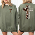 Camo Christian Cross Sweatshirt, I Can Do All Things Through Christ Crewneck, Unisex Hunting Pullover, Bible Verse Tops,...
