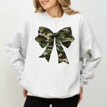 Camo Coquette Bow Hunting Sweatshirt for Women, Camouflage Bow Crewneck, Hunter's Wife Sweater, Duck Hunt Tops, Cotton...